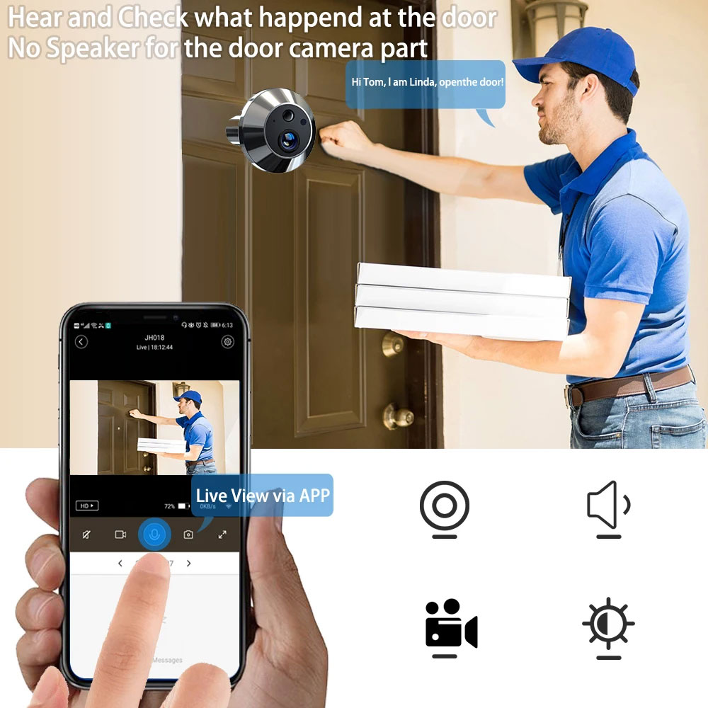 Smart Peephole Doorbell Camera - огляд і ціна Smart Home Video Doorbell App