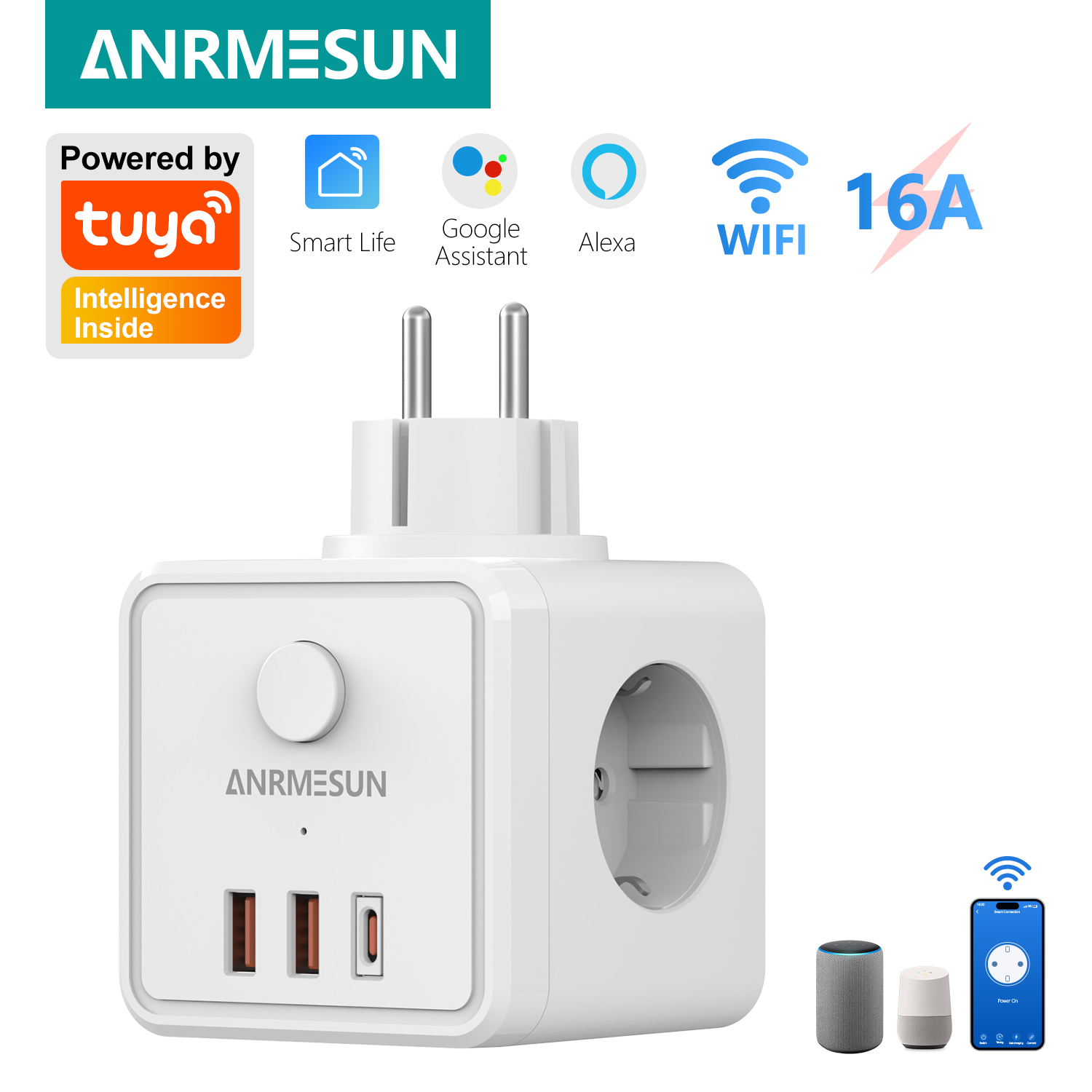 3 EU Plug 2 USB-A 1 Type-C Por - огляд і ціна Smart Home Utilities
