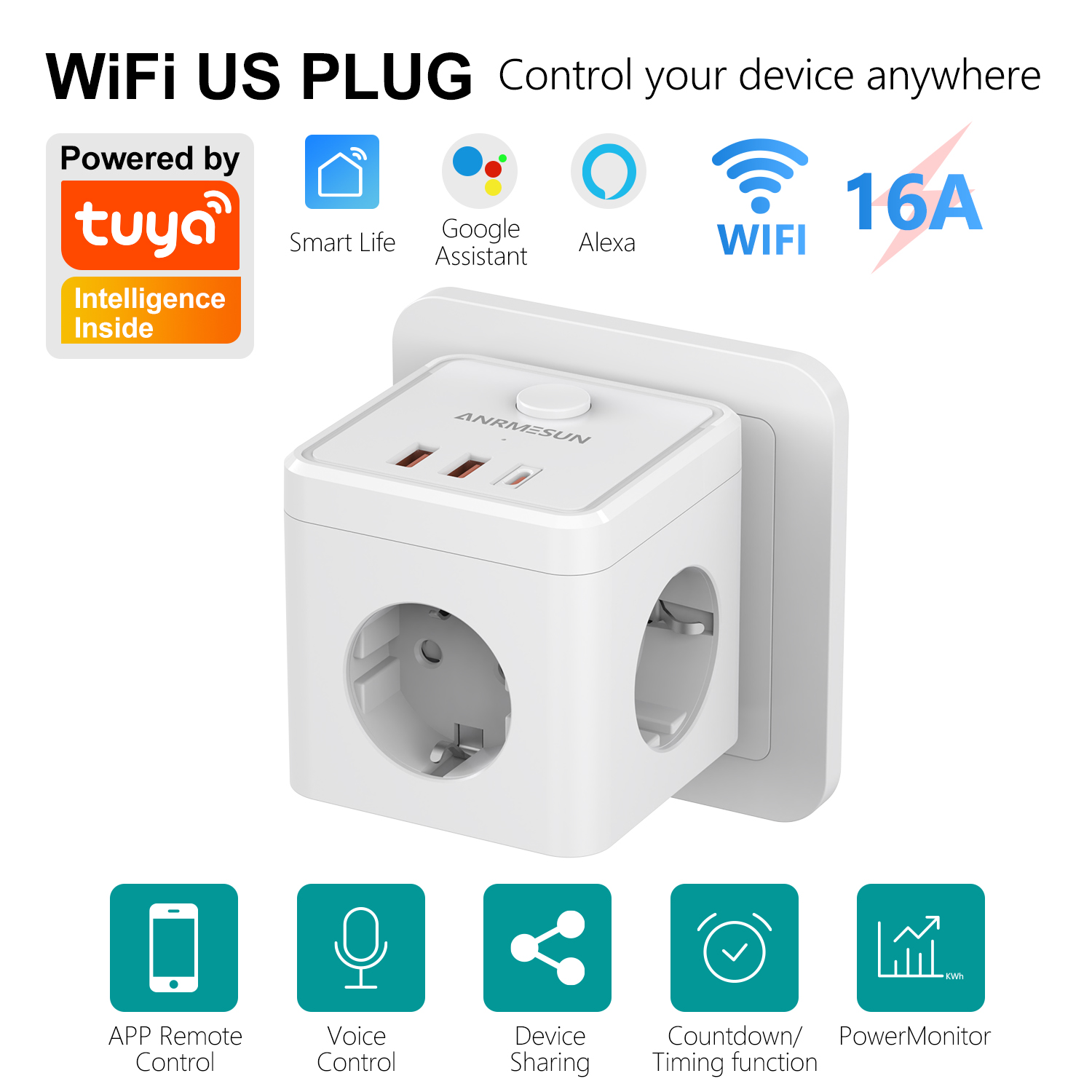 3 EU Plug 2 USB-A 1 Type-C Por - огляд і ціна Smart Home Utilities